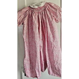 Vtg The Smockery Girls floral print pink short sleeve Sz‎ 6 white collared